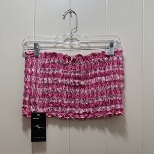 Pink Palaka Strapless Top